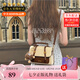 BLACKKISS品牌包女包斜挎包英倫劍橋包小方包單肩包七夕送女友女士包郵差包 白拼棕(版本)