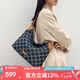 萬(wàn)里馬新款hobo女包通勤單肩手提腋下包復(fù)古丹寧牛仔布牛角包七夕送禮物 牛仔藍(lán)/杏仁棕