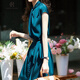 clotho Rennie品牌女裝法式連衣裙女2025年夏季新款氣質(zhì)優(yōu)雅系帶收腰顯瘦A字裙 藏青色 M