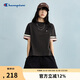Champion冠軍短袖女新款拼接撞色美式復(fù)古風(fēng)T恤潮牌寬松 水墨黑 M