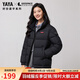 鴨鴨（YAYA）時(shí)空道宇系列羽絨服女短款2025秋冬新款立領(lǐng)撞色情侶男面包服外套 黑色 L （建議130-150斤）