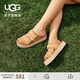 UGG夏季女士舒適厚底露趾魔術(shù)貼一字拖休閑涼拖鞋1158054SAN|沙色 38
