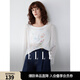 ELLE【80周年膠囊】法式趣味印花薄款針織衫女2025秋新款通勤罩衫 米白 S
