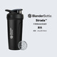 Blender Bottle 不銹鋼運動(dòng)保溫杯水杯 便攜式男女健身杯子 帶不銹鋼攪拌球 黑色 24oz700ml