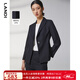 LANDI黑色暗紋羊毛修身西裝外套女春季新款長袖西服上衣 黑色 XL