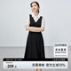 尚都比拉輕職場(chǎng)時(shí)尚優(yōu)雅本布細(xì)腰帶撞色拼接襯衫連衣裙 白拼黑 L
