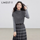 朗文斯?。↙.WEST）女2025冬季新款小眾設計感半高領(lǐng)灰色針織背心 深灰 M 100-110斤