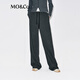 MO&Co.【神褲】休閑褲保溫德絨松緊長(cháng)直筒高腰摩安珂 深花灰色 M /165