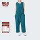 無印良品（MUJI） IDEE 女式 人字紋 連體褲 女士褲子  GAD59C4S 深藍色 L  (165/88A)