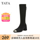 他她（TATA）粗跟彈力長靴女靴子氣質(zhì)顯瘦高筒靴冬季新款6JN01DG4 黑色 36