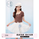 紫涵（ZIHAN）紫涵木耳邊蛋糕裙女2025年夏季新款甜美網(wǎng)紗內(nèi)襯拼接高腰a字短裙 白色 M