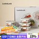 樂(lè )扣樂(lè )扣（LOCK&LOCK）玻璃飯盒保鮮密封冰箱便當飯盒收納盒6件套（不銹鋼蓋）