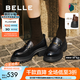 百麗（Belle）復(fù)古抓皺鎏金樂福鞋女25秋新商場款牛皮粗跟jk樂福鞋E1Y1DCA5預(yù)售 黑色 37