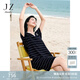 玖姿·安娜蔻復(fù)古學(xué)院風(fēng)減齡海軍領(lǐng)條紋針織連衣裙女2025夏季新款 條丈青 M