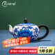 歸銀堂牡丹花開(kāi)手工純銀茶壺足銀999泡茶壺掐絲景泰藍(lán)功夫茶具收藏送禮 230ml+證書(shū)+禮盒