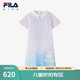 FILA斐樂兒童童裝連衣裙2025年夏季新款女中大童針織學(xué)院風(fēng)百褶裙 滿印一-ZA 170