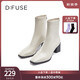 迪芙斯（D:FUSE）新款冬季女靴冬季新款短靴女方頭鱷魚(yú)紋粗跟瘦瘦靴女 鱷紋白色 36