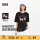 森馬（Semir）短袖t恤女中長(cháng)款寬松顯瘦萌寵印花上衣2025夏裝新款透氣套頭衫 黑色90001-戴珍珠項鏈的小貓 M