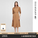 歌力思（ELLASSAY）2025春季新款棉感羅馬假日桑蠶絲襯衫連衣裙女EWE361Y07000 駝棕色 M
