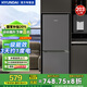 HYUNDAI（韓國現(xiàn)代）大容量雙開門二門三門三開門冰箱 家用中型小型電冰箱冷凍冷藏租房宿舍節(jié)能省電 203L灰色【高性價比+店主力薦】