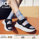 UGG春季新款女士時尚舒適坡跟厚底露趾可調(diào)節(jié)束帶休閑涼鞋1170552 BLK | 黑色 37