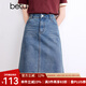 百圖betu女裝夏季新款半身裙高腰收腹小A裙牛仔半身裙女2403T72 牛仔色 M