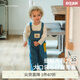 white wheat兒童2025春季新款褲子女童卡通長褲男孩純棉牛仔背帶褲 牛仔藍 升級版：背帶細節(jié)調(diào)整 100 cm