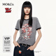 MO&Co.短袖T恤2025秋新品貓和老鼠聯(lián)名系列雪花紗斑駁印花MBE3TEE016 中花灰色 M /165