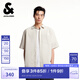杰克·瓊斯（JACK&JONES）男裝襯衫時(shí)尚百搭簡(jiǎn)約條紋寬松休閑翻領(lǐng)全棉短袖上衣225204045 A06雪白色 常規(guī) L