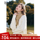 百圖betu女裝冬季新款毛衣圓領(lǐng)大身麻花織法百搭毛衫女2411X14 米白 S