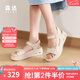 森達(dá)七夕節(jié)涼鞋女款2025夏季新款商場(chǎng)同款簡(jiǎn)約舒適厚底休閑鞋XLY02BL5 米白 36