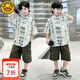 G.DUCKKIDS漢服男童套裝夏季新中式兒童唐裝國(guó)潮風(fēng)表演服帥氣男孩古風(fēng)少爺服 綠色唐裝 160 （建議身高150cm 13-14歲）