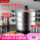 美廚（maxcook）三層蒸鍋28CM 不銹鋼蒸鍋加厚復底蒸煮兩用 燃氣電磁爐通用MZB-28