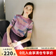 顏域（YANYEE）半袖圓領針織衫打底衫女士2024新款夏裝休閑上衣夏季印花T恤 紫花 M/38