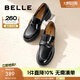 百麗（Belle）樂福鞋女質感氣質通勤小皮鞋單鞋B1702AA4 黑色 38 (240mm)