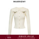 MAXRIENY【P1】秋季新款開(kāi)衫毛衣女大翻領(lǐng)繡花拼接針織衫薄款 本白 M 02