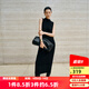 艾諾絲雅詩(shī)【商場(chǎng)同款】春秋新品長(cháng)款黑色休閑通勤無(wú)袖連衣裙女30819825 黑色 M