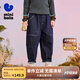 迷你巴拉男童兒童牛仔褲加絨加厚秋冬寶寶長褲牛仔褲 牛仔深藍(lán)88301 110