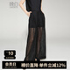 晚白2025年夏款時尚簡約褲子休閑寬松時髦蕾絲休閑褲女 黑色 28
