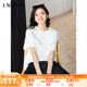 lagogo重工釘珠圓領(lǐng)T恤女拉谷谷2025年春夏新款時(shí)尚通勤短袖上衣 本白色 S