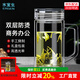 水宜生玻璃杯雙層男帶手柄辦公室泡茶杯高檔商務(wù)杯子防燙加厚杯底禮盒裝