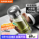 蘇泊爾（SUPOR）玻璃杯茶水分離男士水杯雙層高硼硅玻璃耐高溫大容量泡茶杯子禮物 行硯黑500mL