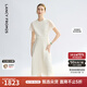 朗姿【蘭亭敘】真絲提花長(cháng)裙氣質(zhì)設計2025年夏季新款高級感連衣裙 米白色 M
