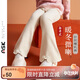 ASK JUNIOR兒童女童褲子2025秋針織長(cháng)褲花朵裝飾休閑褲寶寶運動(dòng)褲 米色 120