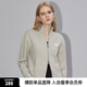 ELLE法式黑色立領(lǐng)拉鏈毛針織衫女2024春裝新款格雷系休閑外套毛衣 淺灰 S