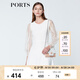 PORTS寶姿商場同款春夏新品女裝歐根紗拼接袖連衣裙 米白 M