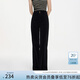 范思藍(lán)恩“美拉德”高腰復(fù)古燈芯絨直筒褲女秋冬2024新款休閑褲子 黑色 L