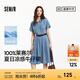 森馬（Semir）森柔牛仔|牛仔連衣裙女收腰翻領(lǐng)港風(fēng)2025夏季新款涼感中長裙 牛仔藍(lán)灰88401 M 160/84A
