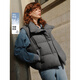 ELLE90白鴨絨通勤羽絨馬甲女2025冬季新款綿羊毛廓形休閑馬夾外套 淺灰 S