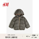 H&M童裝女嬰棉服秋季冬舒適立領(lǐng)連帽拉鏈棉服1085800 黑色/千鳥格 80 80cm/48